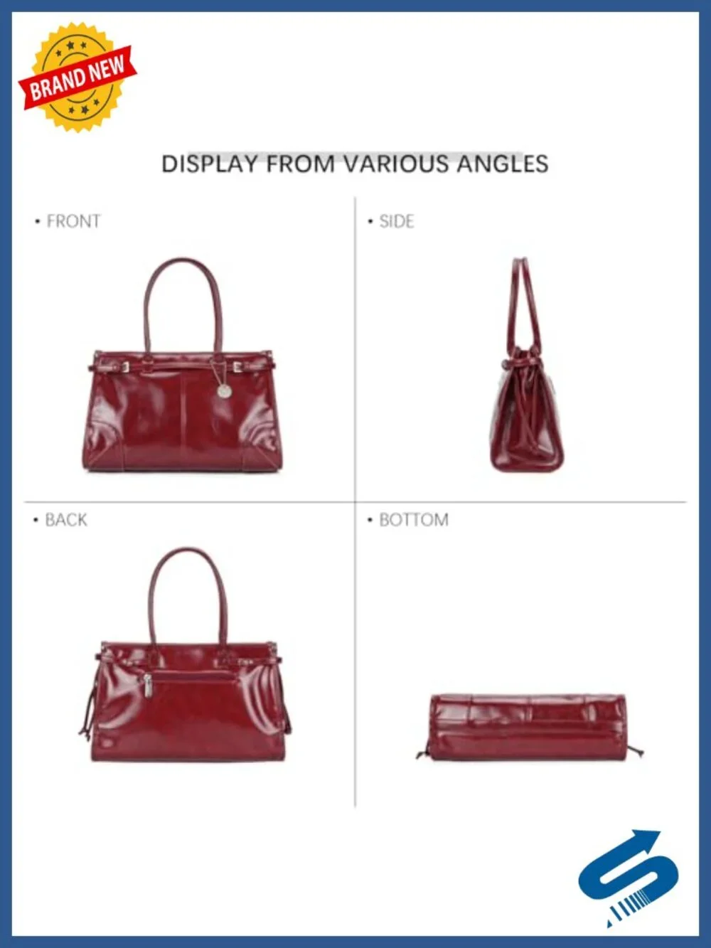 Women's Vegan Leather Top-Handle Satchel with Adjustable Crossbody Strap